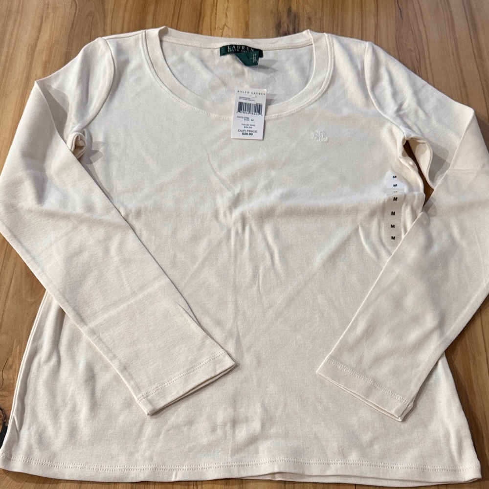Ralph Lauren Ivory Long Sleeve Tee NWT M